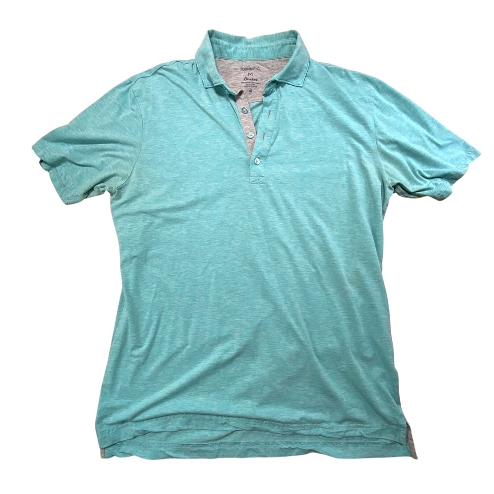 Johnnie-O Linxter Polo Shirt Medium Riviera Blue Cotton Blend Stretch